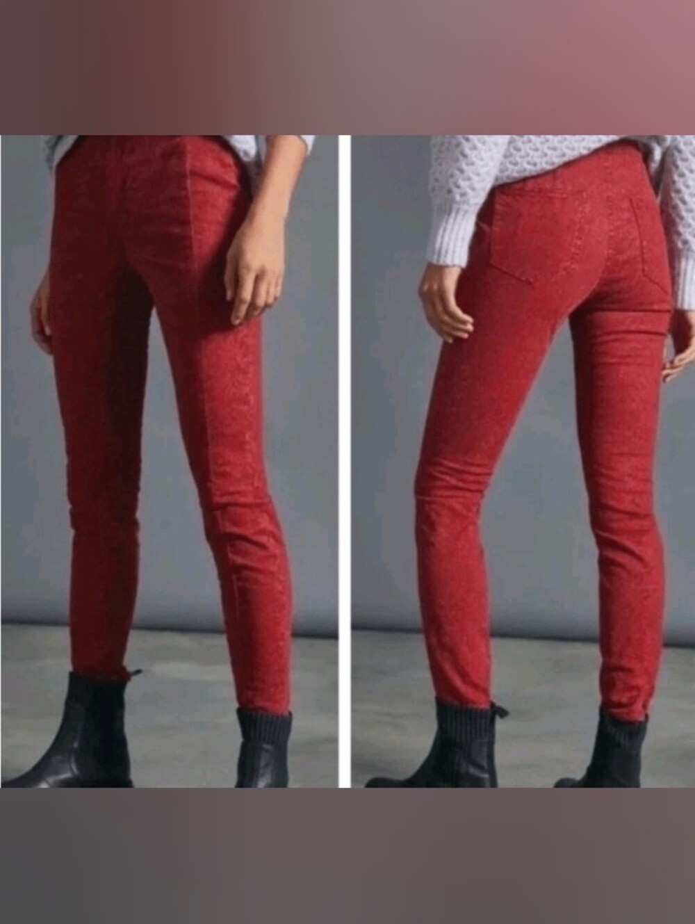 Anthropologie Pilcro Red Floral Print High Rise Legging Jeans NWT Size 30